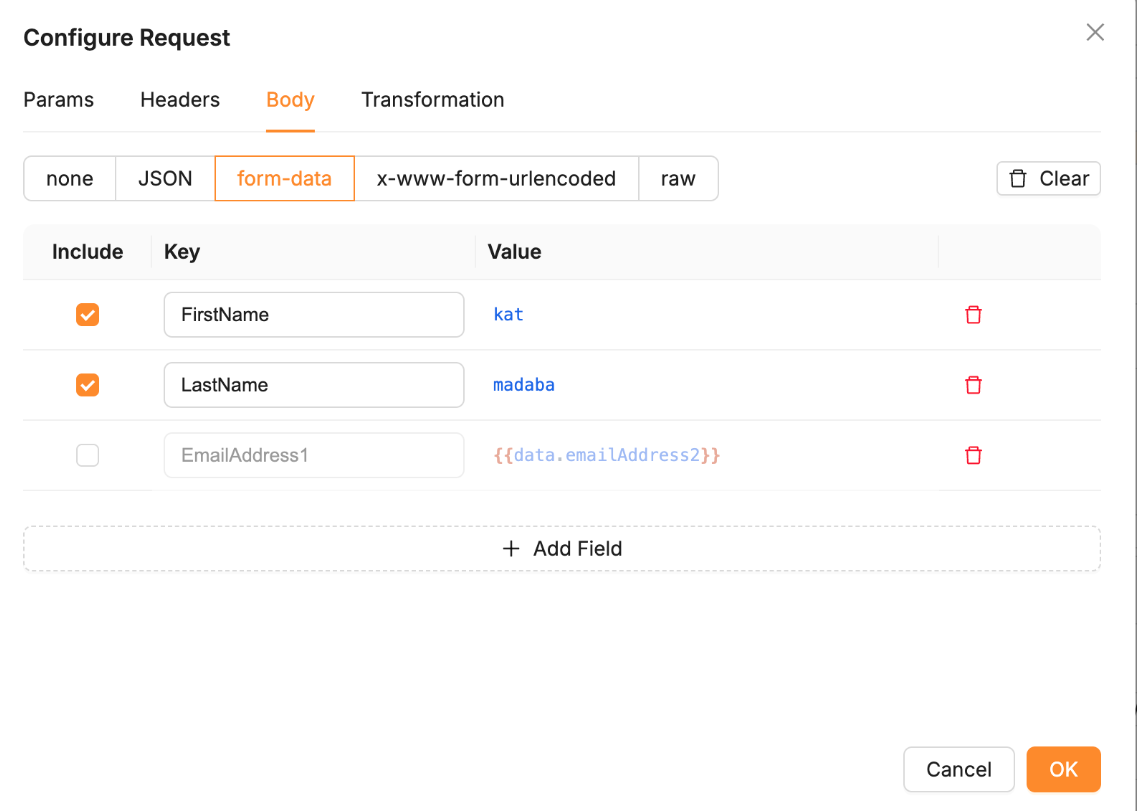 form-data fields with key autocomplete against form data properties