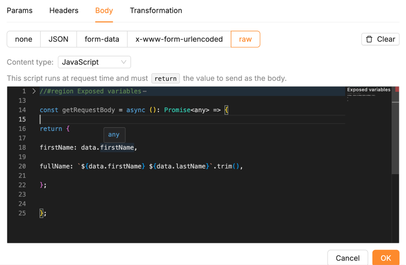 httpbin's response showing the substituted XML and the automatic Content-Type