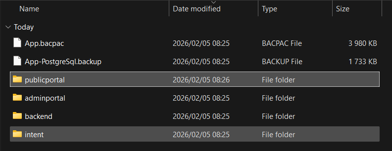 File Explorer with new publicportal folder