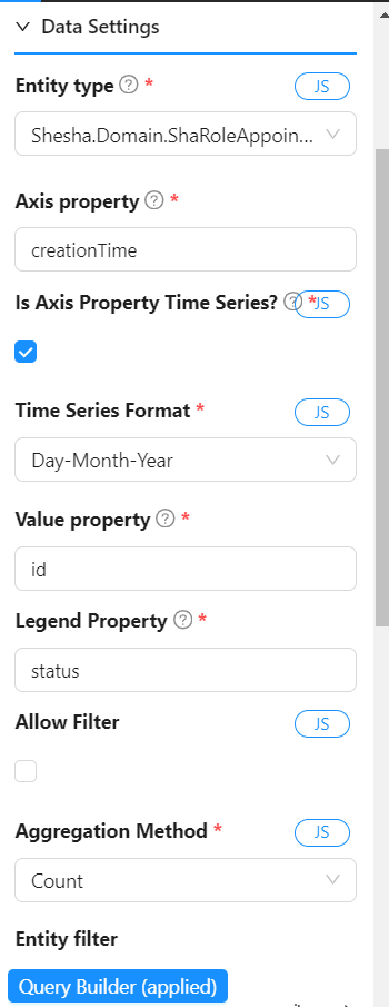 Data Settings (if the Data Source Type is Entity Type)